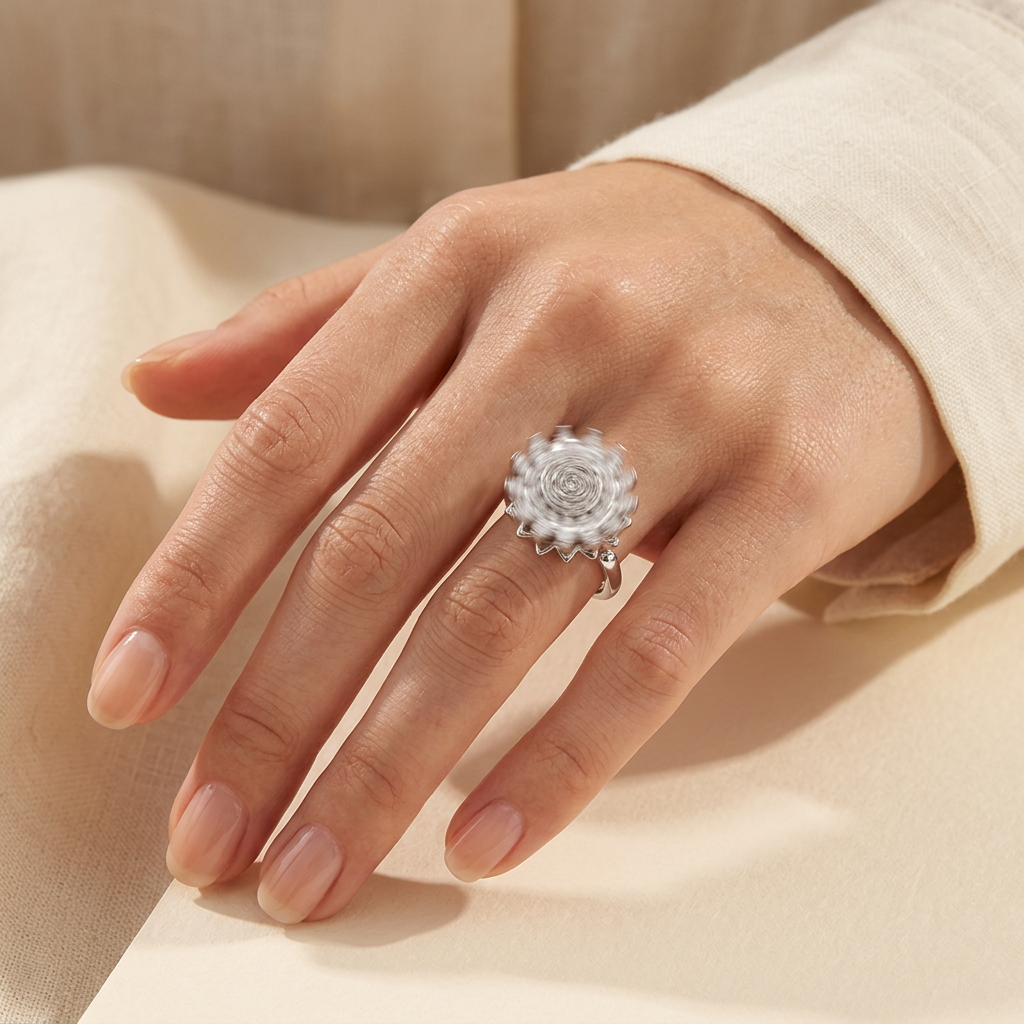 Hand fidgeting with Neurings ring