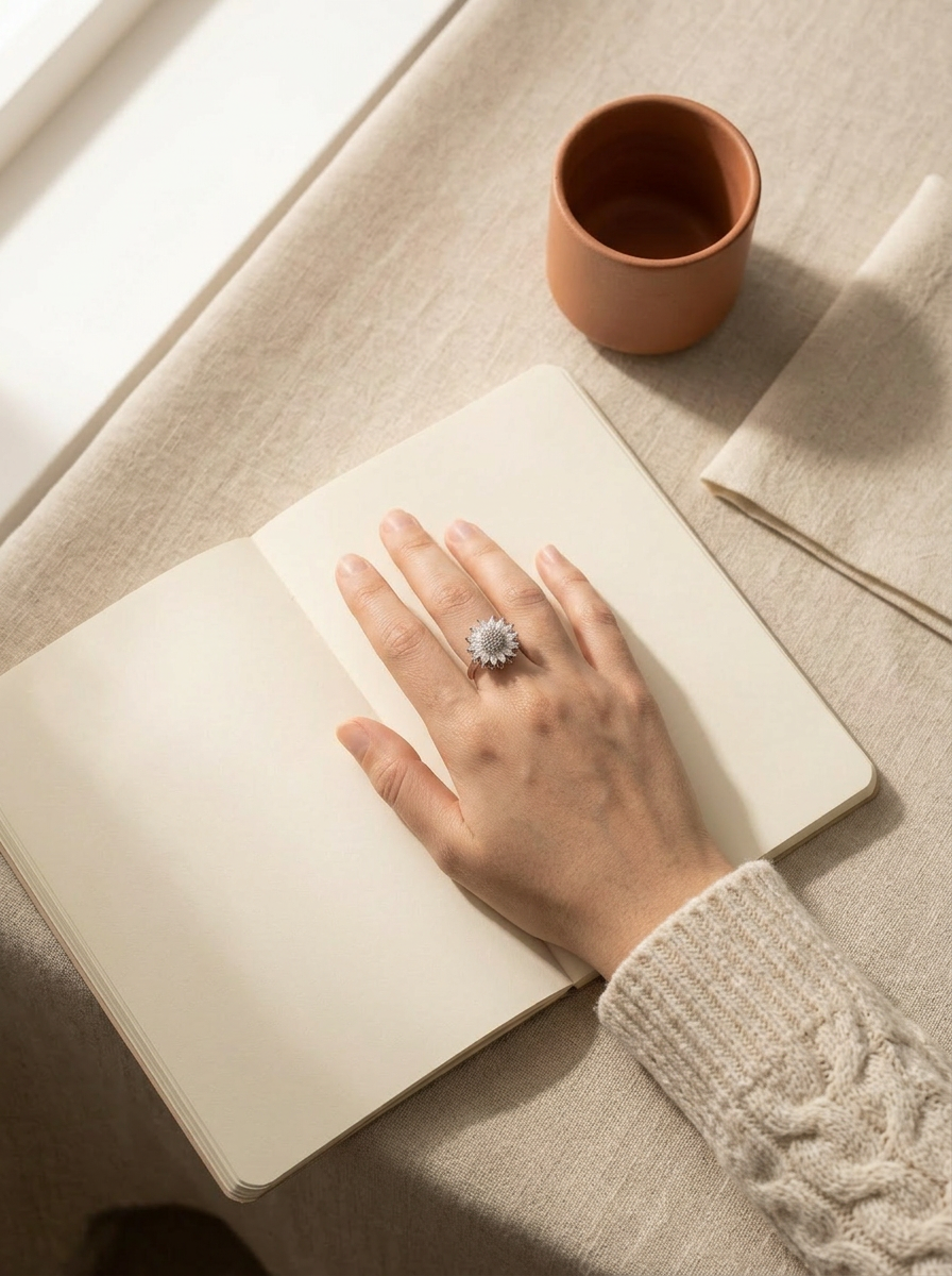 Woman studying while wearing Neurings ring