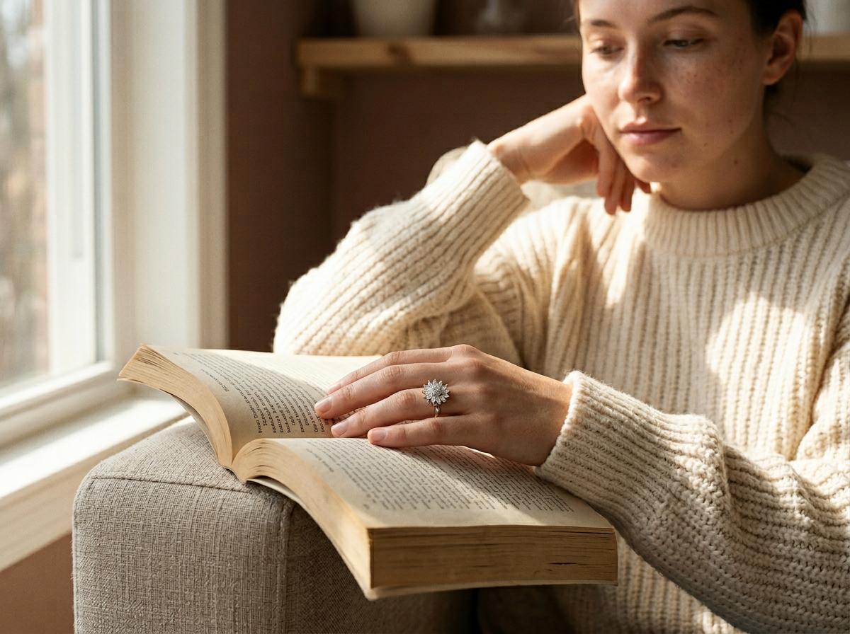 Woman studying while wearing Neurings ring